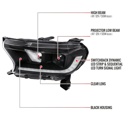 22 Ford Ranger Spec-D black lighting upgrade