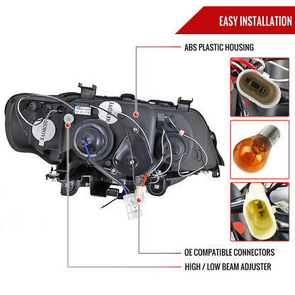 Spec-D 2001-2003 BMW E53 X5 Dual Halo Projector Black Headlights