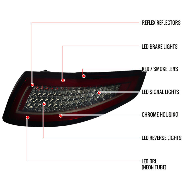 Spec-D 05-08 Porsche 997 911 Led Red/Smoke Tail Light