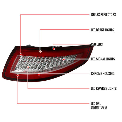 Spec-D 05-08 Porsche 997 911 Led Red Tail Light