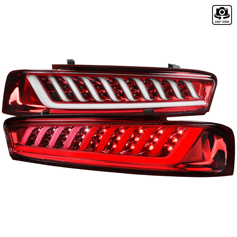 Spec-D 16-18 Chevrolet Camaro Led Tail Light- Red Housing With White Light Bar