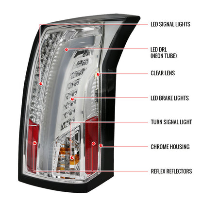 Spec-D 03-07 Cadillac Cts Led Tail Lights Chrome