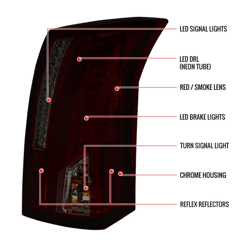 Spec-D 03-07 Cadillac Cts Led Tail Lights Red Smoke