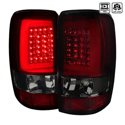 Spec-D 00-06 Gmc Denali Tahoe Led Bar Tail Lights- Red Smoke Lens Chrome