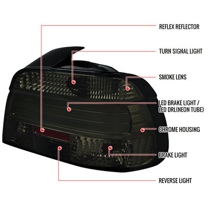 Spec-D 01-03 Bmw 525i 530 i540i m5 E39 Led Taillights Smoke