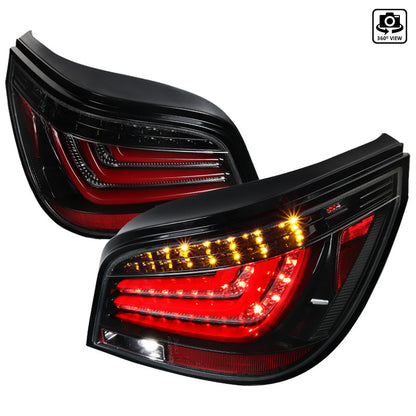 Spec-D 08-10 Bmw E60 525i 530i 535i 550i Led Tail Lights Black With Clear Lens