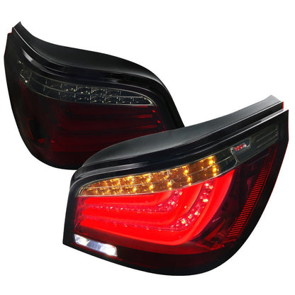 Spec-D 08-10 Bmw E60 525i 530i 535i 550i Led Tail Lights Chrome Red Smoke Lens