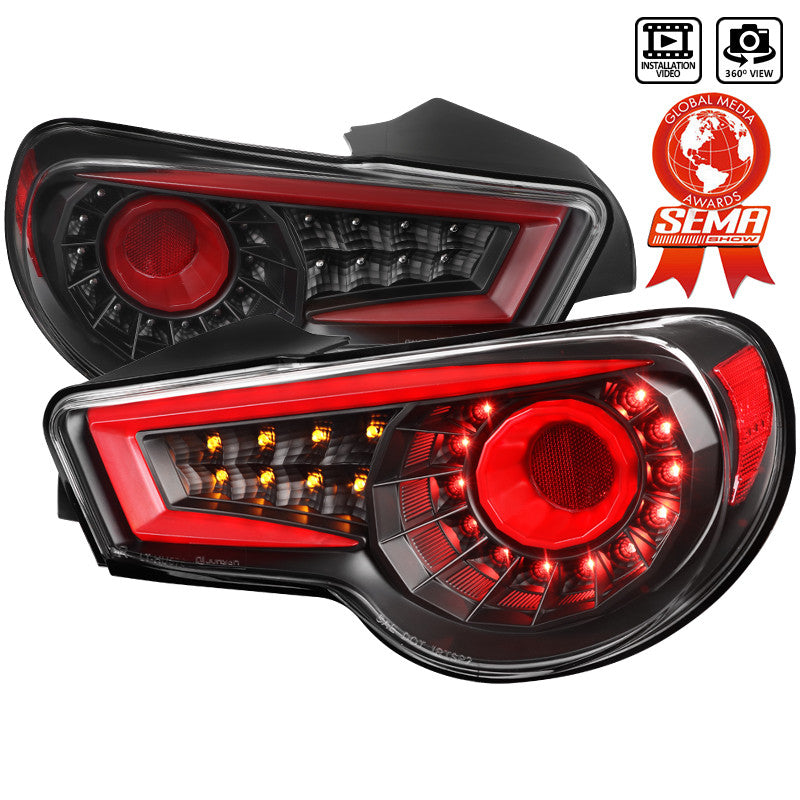 Spec-D 12-16 Scion/Subaru Brz Led Tail Lights- Black Red Light Bar