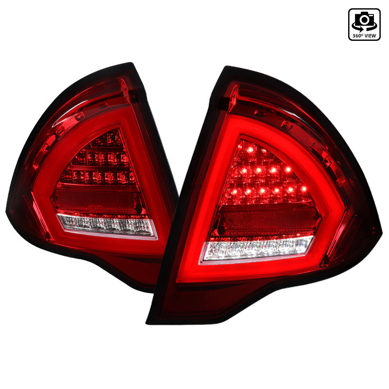 Spec-D 10-12 Ford Fusion Led Tail Light Chrome With Red Clear Lens- White Light Bar