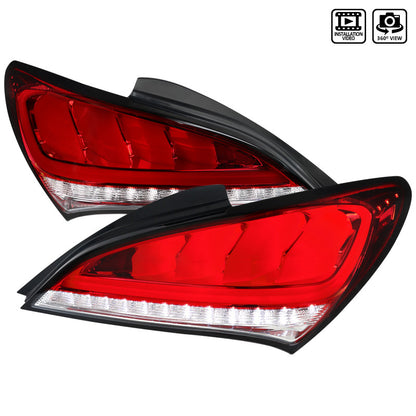 Spec-D 10-15 Hyundai Genesis 2Dr Led Sequential Tail Lights Red