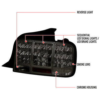 Spec-D 05-09 Ford Mustang 05-09 Ford Mustang Sequential Led Tail lights - Smoke