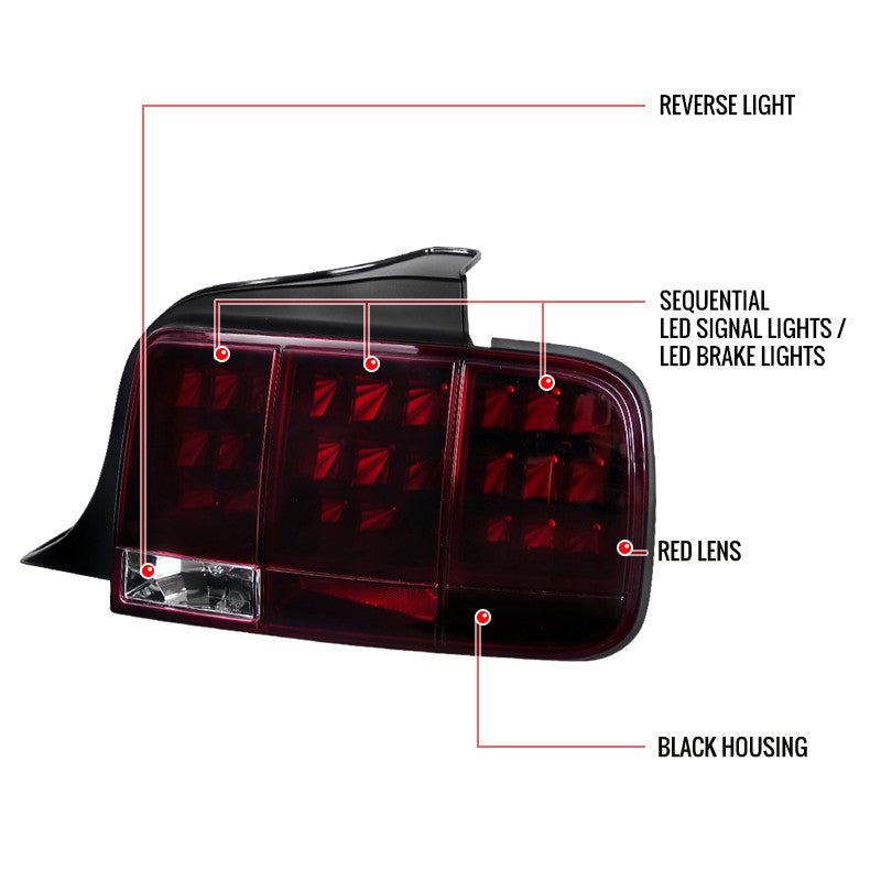 Spec-D 05-09 Ford Mustang 05-09  Sequential LedTail lights Red/smoke