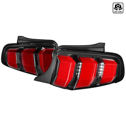 Spec-D 10-12 Ford Mustang Led Taillight Black Housing W/ White And Red Light Bar