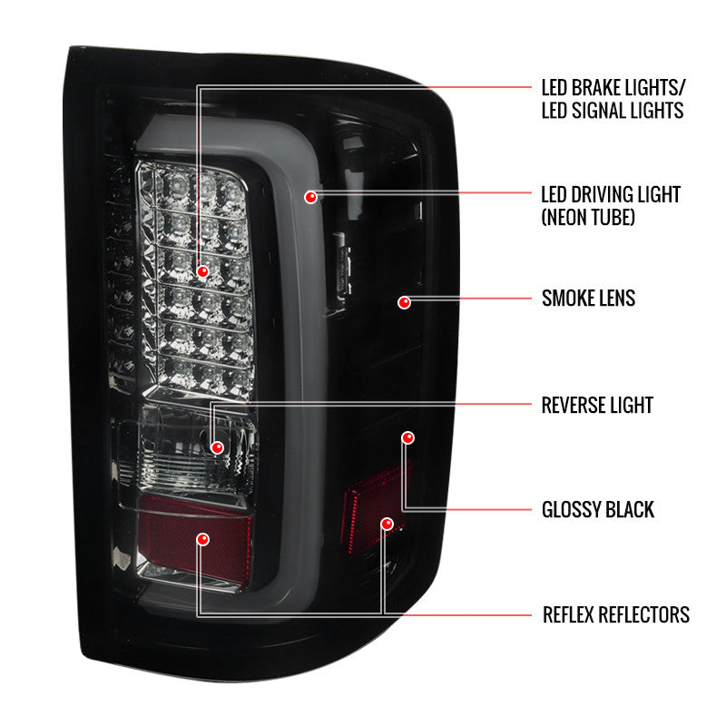 Spec-D 14-16 Gmc Sierra Led Tail Lights - Glossy Black