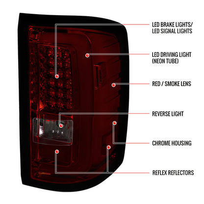 Spec-D 14-16 Gmc Sierra Led Tail Lights - Red/Smoke