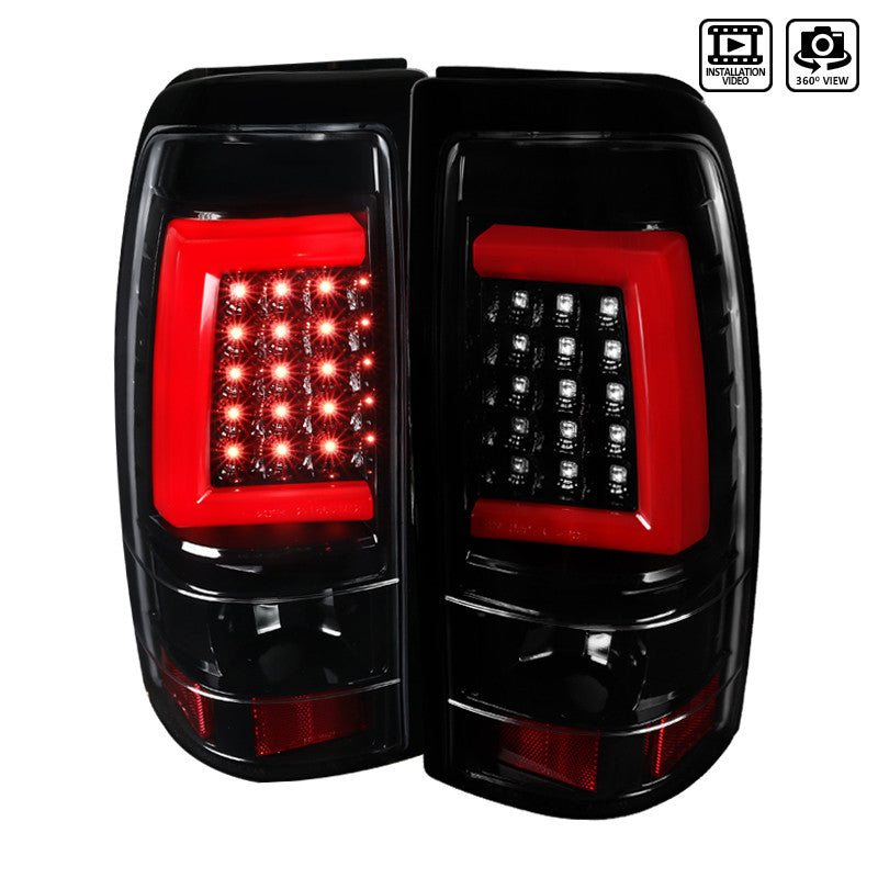 Spec-D 03-07 Chevrolet Silverado Led Bar Tail Lights- Glossy Black