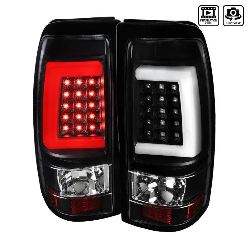 Spec-D 03-07 Chevrolet Silverado Led Bar Tail Lights- Black