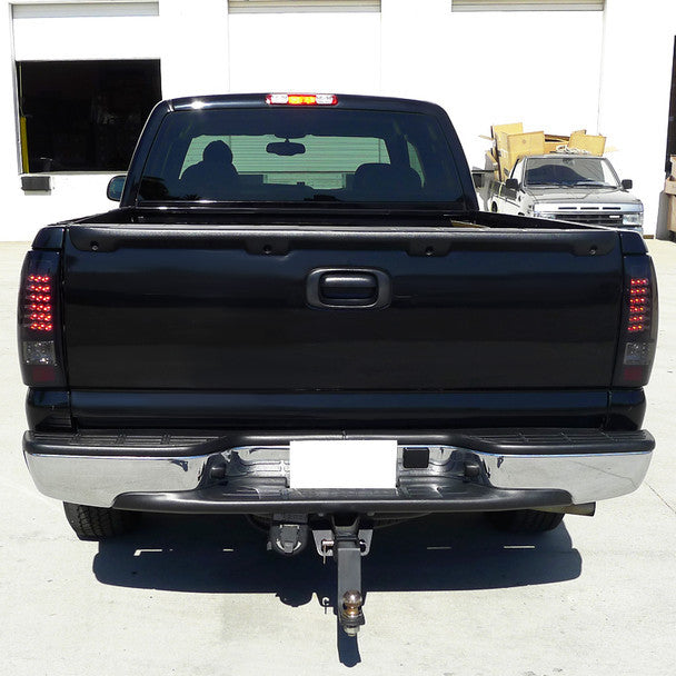 Spec-D 99-02 Chevrolet Silverado LED Black Tail Lights Smoked Lens