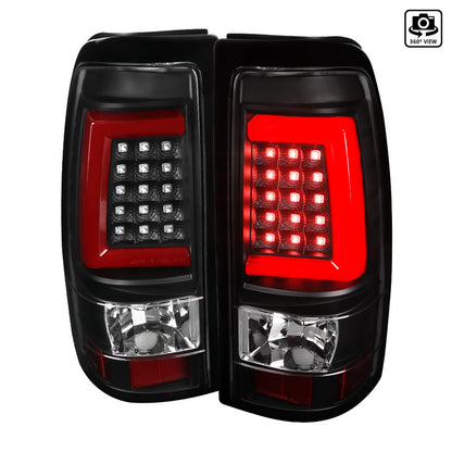 Spec-D 99-02 Chevy Silverado Led Light Bar Tail Lights- Black Housing- Clear Lens/ Red