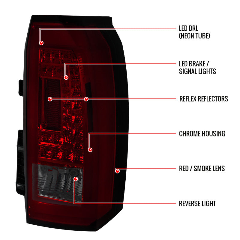 Spec-D 15-Up Chevrolet Tahoe Led Tail Lights - Red Smoke