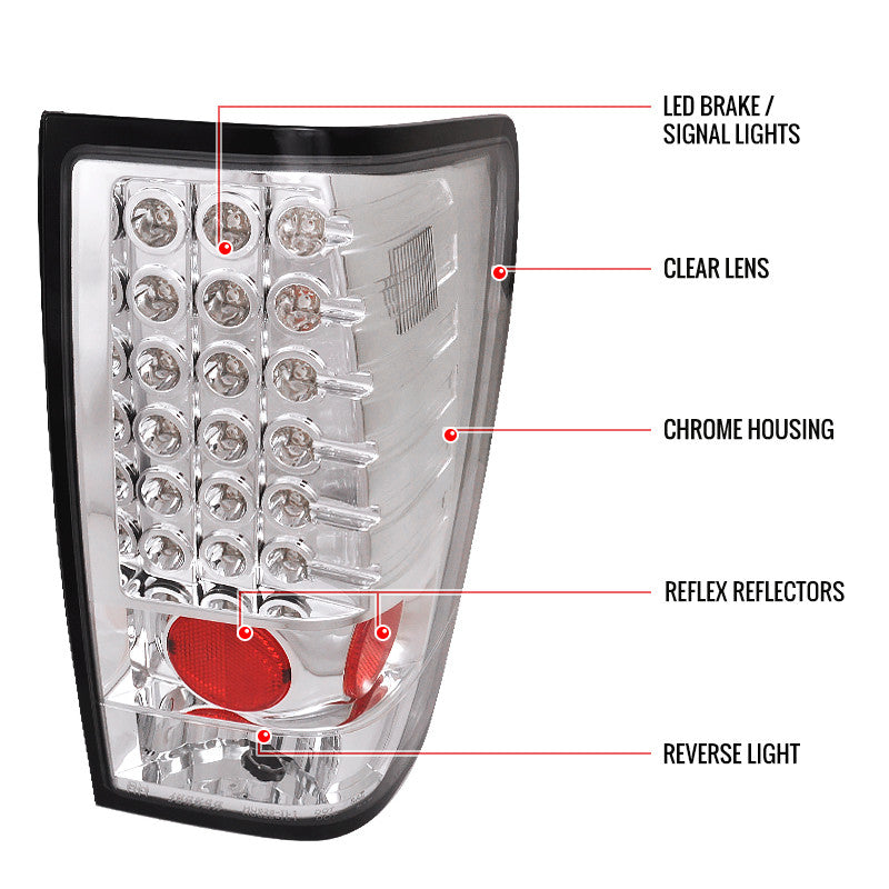 Spec-D 04-12 Nissan Titan Led Tail Lights Chrome