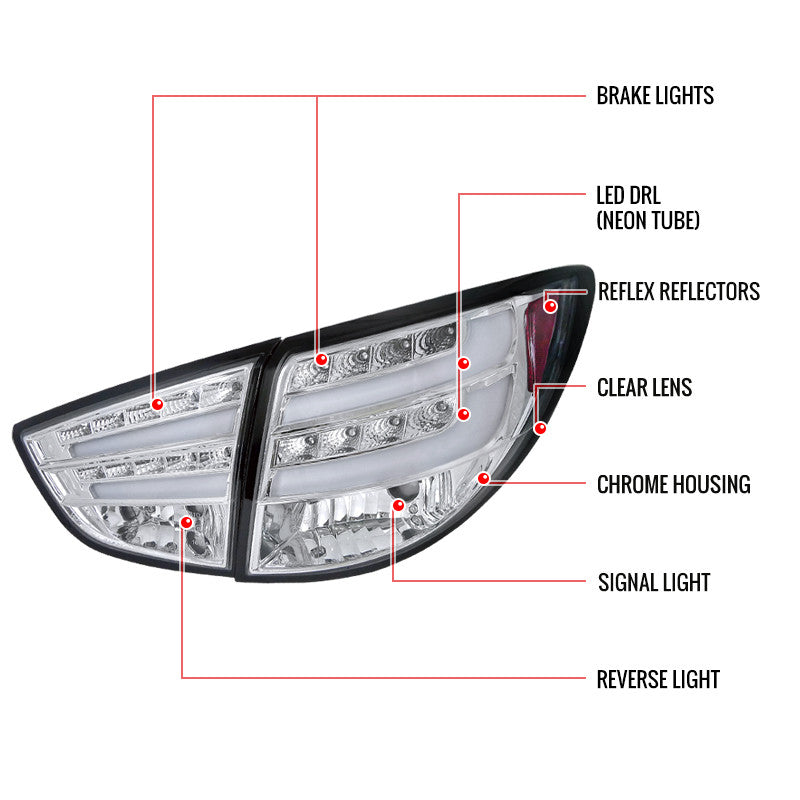 Spec-D 10-Up Hyundai Tucson Led Tail Light Chrome With Light Bar