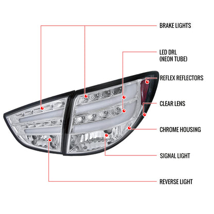 Spec-D 10-Up Hyundai Tucson Led Tail Light Chrome With Light Bar