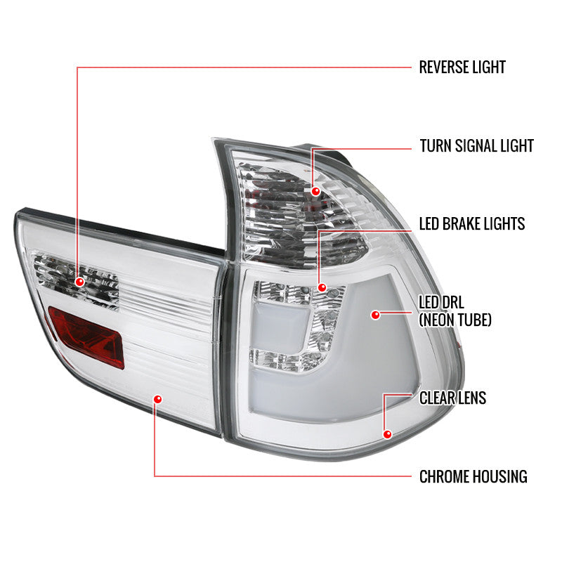 Spec-D 00-06 Bmw X5 Chrome Led Tail Lights