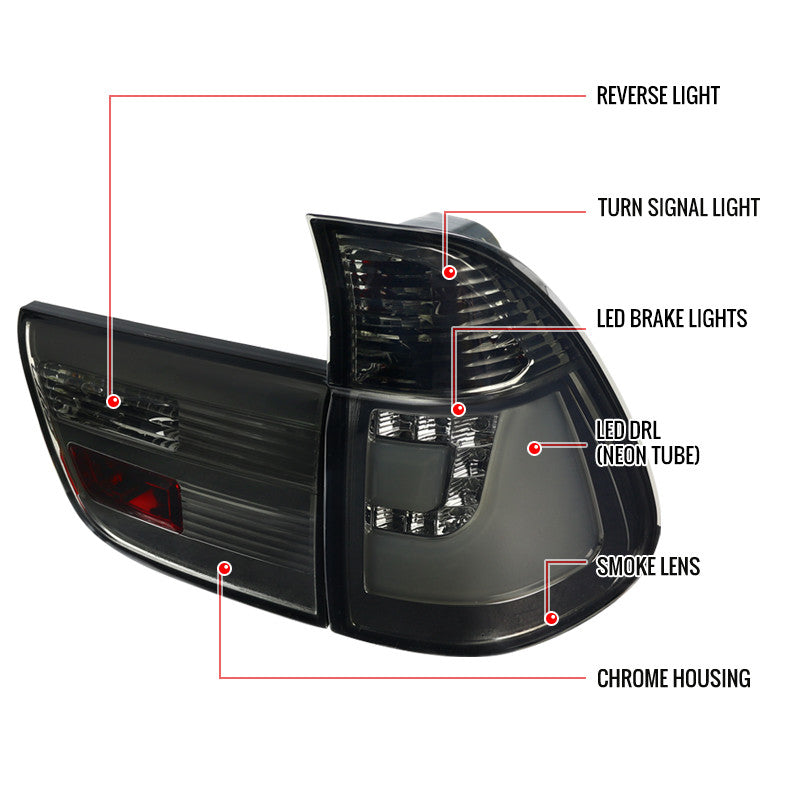 Spec-D 00-06 Bmw X5 Smoked Led Tail Lights