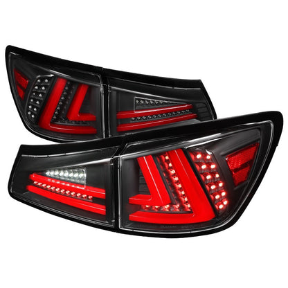 Spec-D 06-08 Lexus IS250 Red Bar LED Tail Lights Black