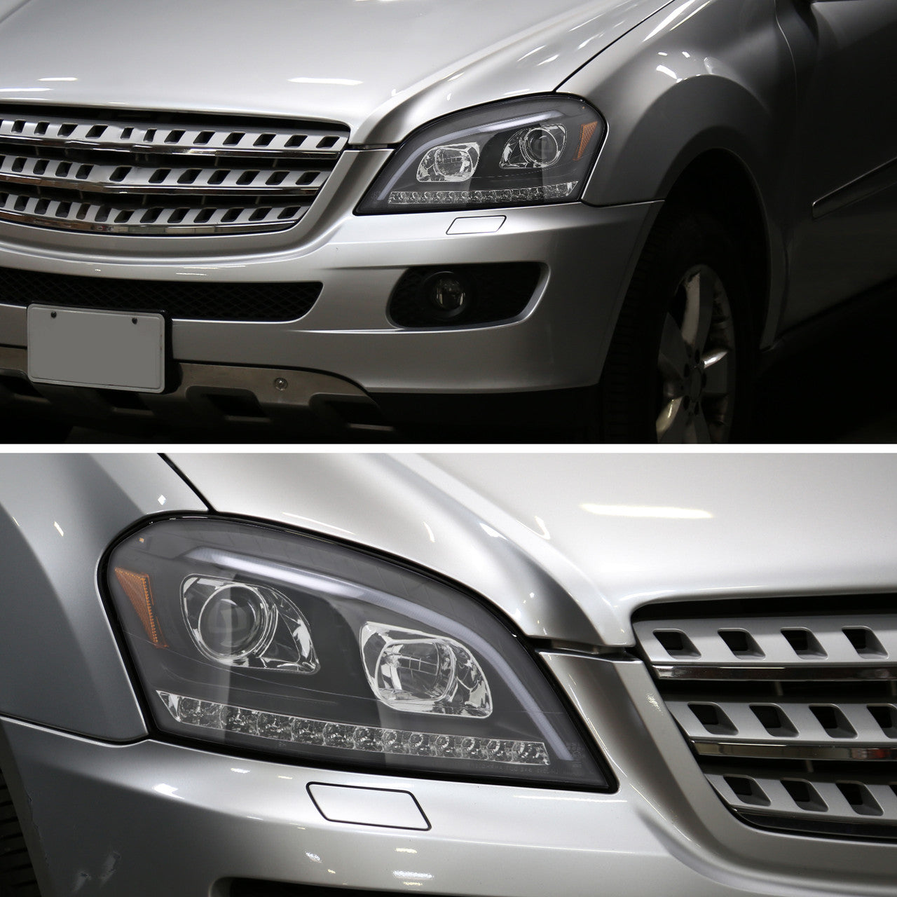 Benz W164 Pro Headlights Seq LED Bar Black