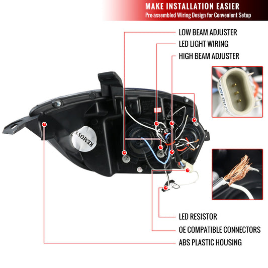 2006-2011 Mitsubishi Eclipse Projector Spec-D Headlights Black