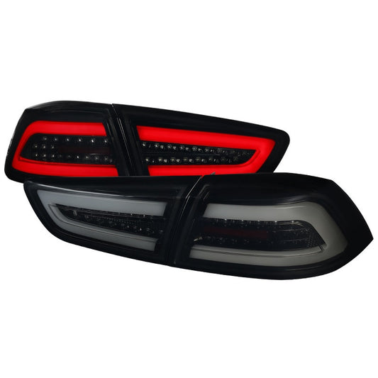 Spec-D 08-17 Mitsubishi Lancer Evo X Led Tail Lights Black w/ Smoke Lens (LT-EVO08BBLED-TM)