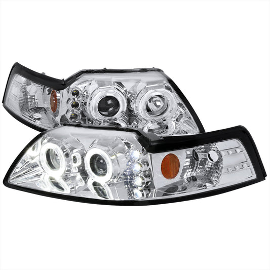 Spec-D 99-04 Mustang Dual Halo Projector Headlights Chrome