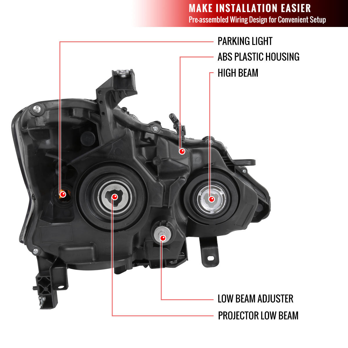 2013-2015 Nissan Altima Sedan Projector Spec-D Headlights Black