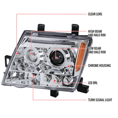 Nissan Xterra Halo Projector Headlights Chrome