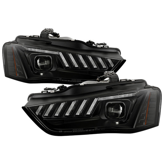 Spyder Audi A4 /S4 13-16 SEQ LED Switch Back headlights Black display showing show PRO-YD-AA413HALSI-BK