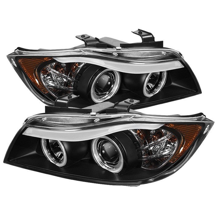 Spyder BMW E90 3-Series 06-08 4DR CCFL Halo Headlights Black display showing show PRO-YD-BMWE9005-CCFL-BK