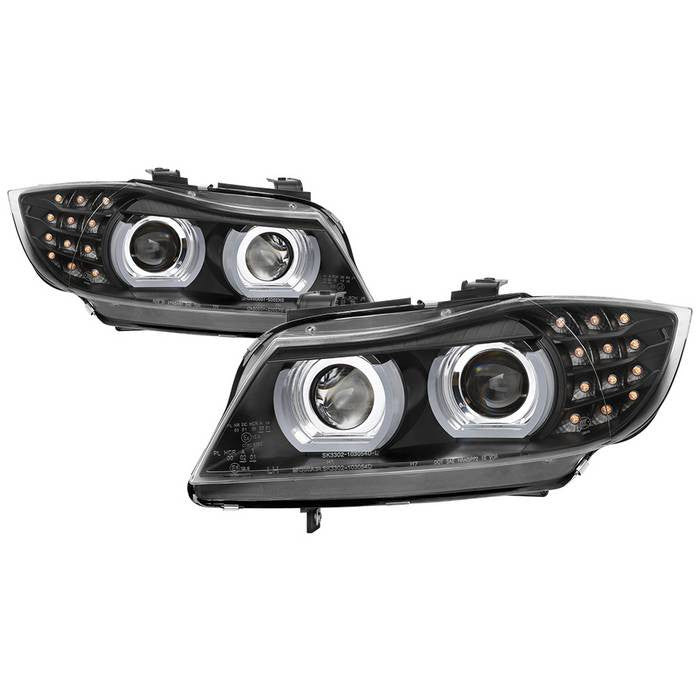 Spyder BMW E90 09-12 4DR Pro Headlights Black OEM AFS/Xenon display showing show PRO-YD-BMWE9009-AFSHID-BK