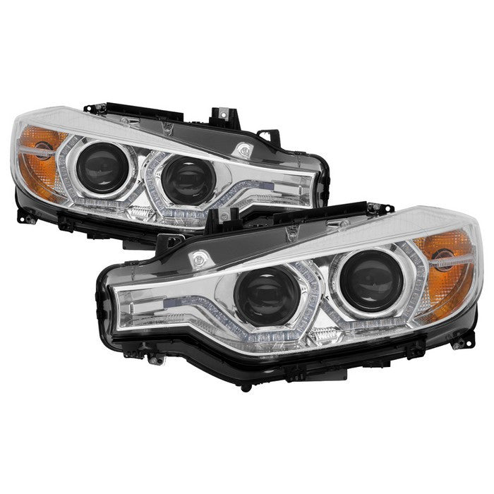 Spyder BMW F30 3 Series 12-14 4DR Projector Headlights Chrome display showing show PRO-YD-BMWF3012-DRL-C