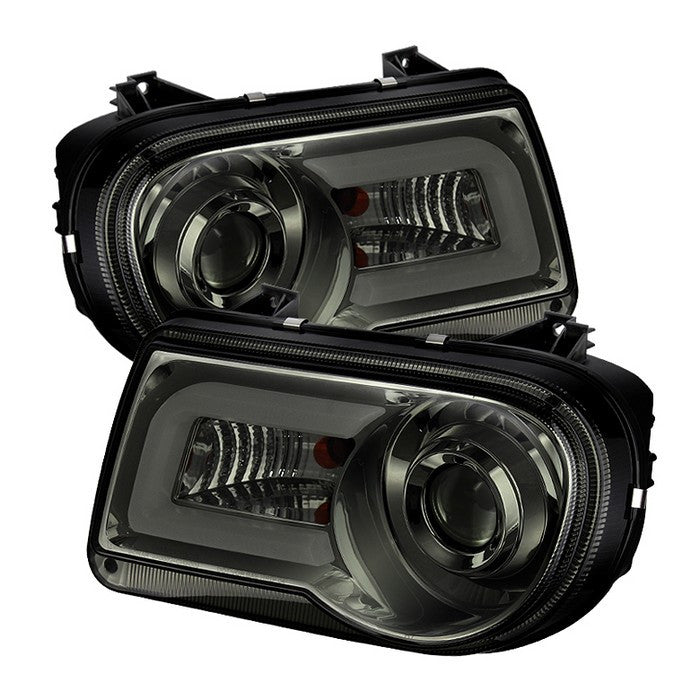 Spyder Chrysler 300C 05-10 LED DRL Pro Headlights Smoke display showing show PRO-YD-C300C-DRL-SM