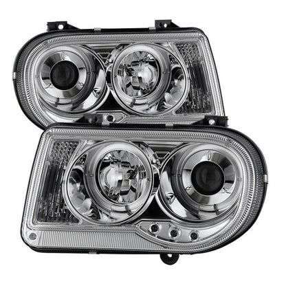 Spyder Chrysler 300C 05-10 Halo Projector Headlights Chrome display showing show PRO-YD-C300C-HL-C