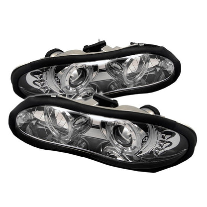 Spyder Chevy Camaro 98-02 Halo Projector Headlights Chrome display showing show PRO-YD-CCAM98-HL-C