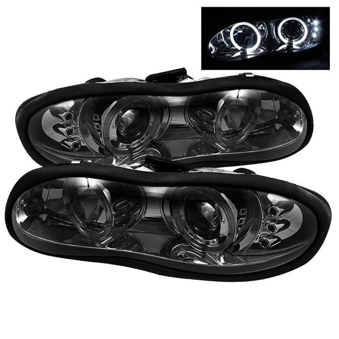 Spyder Chevy Camaro 98-02 Halo Projector Headlights Smoke display showing show PRO-YD-CCAM98-HL-SM