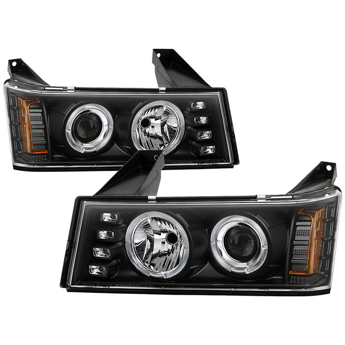 Spyder Chevy Colorado 04-12 Halo Projector Headlights Black display showing show PRO-YD-CCO04-HL-BK