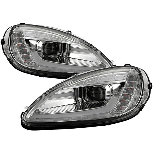 Spyder Apex Chevy Corvette C6 05-13 SEQ Signal Headlights Chrome display showing show PRO-YD-CCORV05AP-SEQ-C