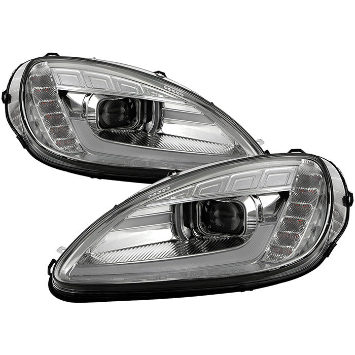 Spyder Chevy Corvette C6 05-13 SEQ light Bar Pro Headlights Chrome display showing show PRO-YD-CCORV05SI-SEQ-C