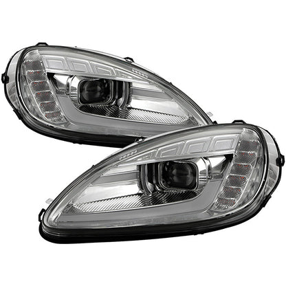 Spyder Chevy Corvette C6 05-13 SEQ light Bar Pro Headlights Chrome display showing show PRO-YD-CCORV05SI-SEQ-C