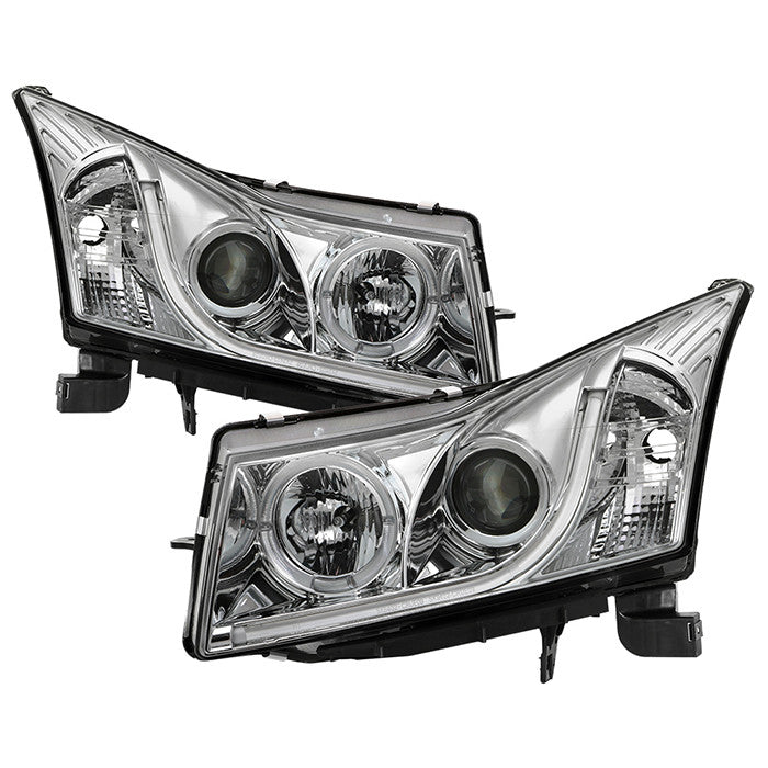 Spyder Chevy Cruze 11-14 Light bar Projector Headlights Chrome display showing show PRO-YD-CCRZ11-LTDRL-C