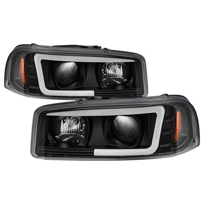 Spyder GMC Sierra 99-06/ Denali 02-07 / Yukon 00-06 V2 Projector Headlights Light bar DRL Black